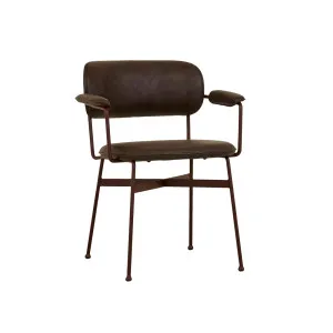 Piccolo Dining Armchair - Vintage Matt Dark Brown PU - Matt Syrah by GlobeWest, a Chairs for sale on Style Sourcebook