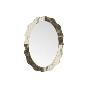 Rufus Ondine Oval Wall Mirror - Multi Travertine - Emperador by GlobeWest, a Mirrors for sale on Style Sourcebook