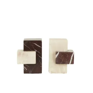 Rufus Block Set of 2 Bookends - Rosso Marble - Mango Onyx by GlobeWest, a Statues & Ornaments for sale on Style Sourcebook