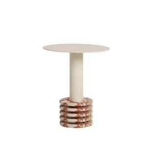 Halo Marble Side Table - Satin Calacutta Rosa - Warm Clay by GlobeWest, a Side Table for sale on Style Sourcebook