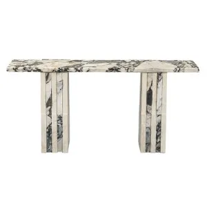 Zelda Marble Console - Satin Ocean Marble - Natural Travertine by GlobeWest, a Console Table for sale on Style Sourcebook