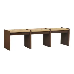 Zuri Slatted Bench Seat - Chocolate Oak - Natural Papercord by GlobeWest, a Benches for sale on Style Sourcebook