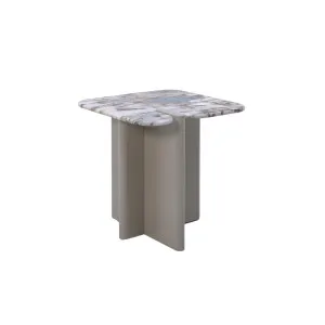 Eli Side Table - Ocean Marble - Matt Linen by GlobeWest, a Side Table for sale on Style Sourcebook