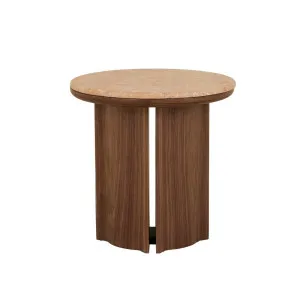 Leon Marble Side Table - Rossa Verona - Walnut by GlobeWest, a Side Table for sale on Style Sourcebook