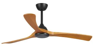 Fanco Sanctuary DC 52" Solid Timber Blade Indoor/Outdoor Ceiling Fan With Remote - Black & Teak by Fanco, a Ceiling Fans for sale on Style Sourcebook