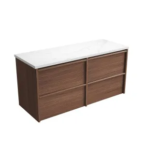 Venetta Framed Wall Hung 1200mm Walnut Cabinet - Flat Stone Top, Palis by Aulic, a Vanities for sale on Style Sourcebook