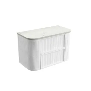 Ramee Fluted Wall Hung 900mm Matte White Cabinet - Flat Stone Top, Alpine by Aulic, a Vanities for sale on Style Sourcebook