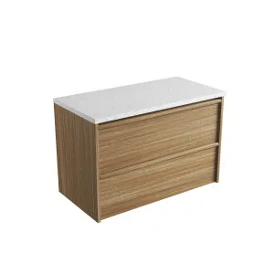 Venetta Framed Wall Hung 900mm Harvest Oak Cabinet - Flat Stone Top, Snow by Aulic, a Vanities for sale on Style Sourcebook