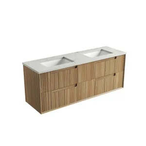Voulari Framed Wall Hung 1500mm Harvest Oak Cabinet - Double With Undermount Basin, Alpine by Aulic, a Vanities for sale on Style Sourcebook