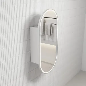 Beau Monde LED Shaving Cabinet - Matte White, Brushed Nickel by Aulic, a Shaving Cabinets for sale on Style Sourcebook