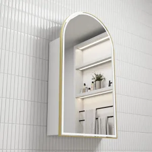 Canterbury LED Shaving Cabinet - Matte White, Brushed Gold by Aulic, a Shaving Cabinets for sale on Style Sourcebook