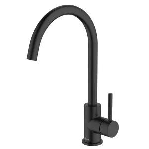Abey Lucia Lead-Free Gooseneck Kitchen Mixer Tap with Knurled Handle Black 3K4-KB-LF by Abey, a Kitchen Taps & Mixers for sale on Style Sourcebook