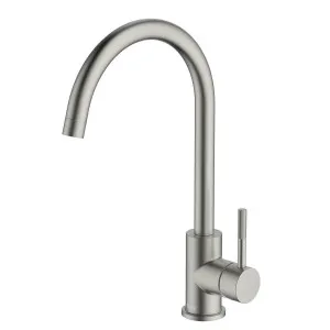 Abey Lucia Lead-Free Gooseneck Kitchen Mixer Tap with Knurled Handle Brushed Nickel 3K4-KBN-LF by Abey, a Kitchen Taps & Mixers for sale on Style Sourcebook