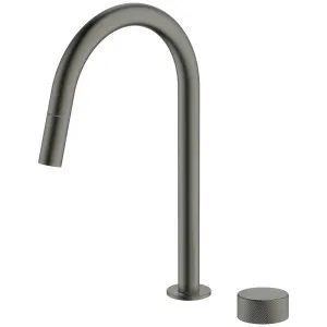Abey Poco Gooseneck Pull Out Kitchen Mixer Tap Gunmetal 8K2-GM-LF by Abey, a Kitchen Taps & Mixers for sale on Style Sourcebook