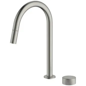 Abey Poco Gooseneck Pull Out Kitchen Mixer Tap Brushed Nickel 8K2-BN-LF by Abey, a Kitchen Taps & Mixers for sale on Style Sourcebook