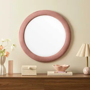 Lennon Upholstered Round Wall Mirror - Dusty Rose - Dusty Pink - Mocka by Mocka., a Mirrors for sale on Style Sourcebook