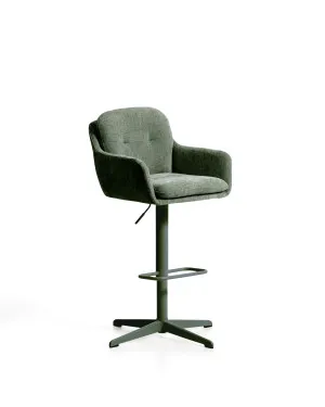 Lexa green chenille swivel stool with green-finish steel legs by Kave Home, a Bar Stools for sale on Style Sourcebook