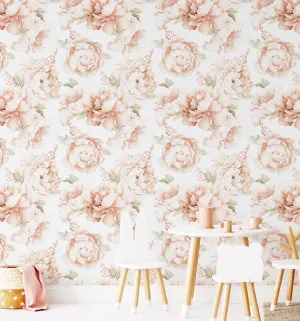 Peony Roses in Soft Terracotta Wallpaper by oliveetoriel.com, a Wallpaper for sale on Style Sourcebook