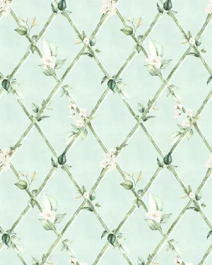 Bamboo Florals in Garden Green Wallpaper by oliveetoriel.com, a Wallpaper for sale on Style Sourcebook