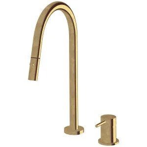 Sussex Taps Virgo Hob Set Pull Out Spray Tap Living Tumbled Brass VGHMSPOS01-23 by Sussex Taps, a Kitchen Taps & Mixers for sale on Style Sourcebook