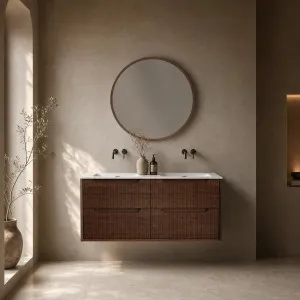 CASSIAN - Walnut Double-sink 4 Drawer Bathroom Cabinet - 120 cm by European Lifestyle, a Bathroom Storage Cabinets for sale on Style Sourcebook