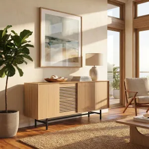 ELYA - Oak 4 Door Sideboard by European Lifestyle, a Sideboards, Buffets & Trolleys for sale on Style Sourcebook