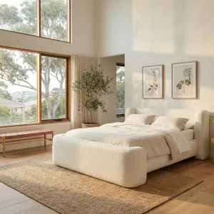 OLBIA - Bouclé Fabric Bed - Queen Size by European Lifestyle, a Beds & Bed Frames for sale on Style Sourcebook