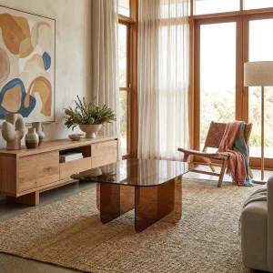 ZELIE - Glass Rectangular Coffee Table by European Lifestyle, a Coffee Table for sale on Style Sourcebook