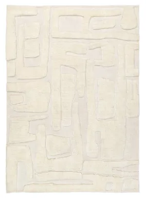 Rolini Ivory Abstract Textured Wool Rug by Miss Amara, a Shag Rugs for sale on Style Sourcebook