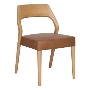 Axel Dining Chair in Jersey Leather Camel / Clear Lacquer by OZ Design, a Dining Chairs for sale on Style Sourcebook