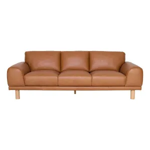 Felix 3 Seater Sofa in Jersey Leather Camel by OZ Design, a Sofas for sale on Style Sourcebook