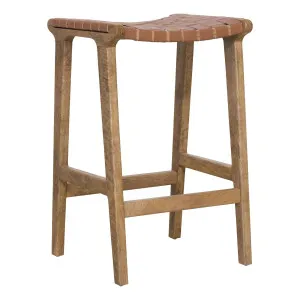 Salvador Stool in Mangowood Havana Stain / Leather Clay by OZ Design, a Bar Stools for sale on Style Sourcebook