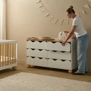 Arki Ripple Six Drawer - White/Natural - Mocka by Mocka., a Dressers & Chests of Drawers for sale on Style Sourcebook
