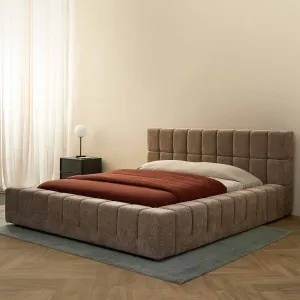 Leonard Cube Queen Bed - Taupe - Mocka by Mocka., a Beds & Bed Frames for sale on Style Sourcebook
