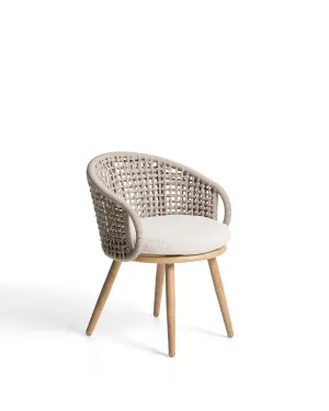 Lidario outdoor chair in wood-effect aluminium and taupe synthetic rope cord by Kave Home, a Outdoor Chairs for sale on Style Sourcebook