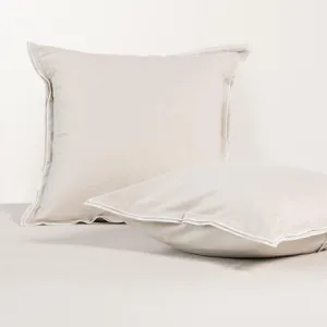 Embroidered Pillowcase Pair - Cotton, European, Cocoa - Canningvale by Canningvale_Sereno, a Sheets for sale on Style Sourcebook