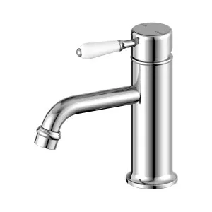 York Straight Basin Mixer With White Porcelain Lever Chrome by NERO, a Bathroom Taps & Mixers for sale on Style Sourcebook