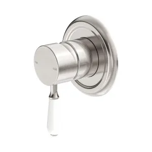 York Shower Mixer With White Porcelain Lever Brushed Nickel by NERO, a Shower Heads & Mixers for sale on Style Sourcebook