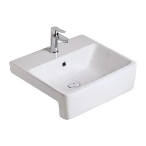 Heron Square 500 Semi Recessed Basin - 1 Taphole - Overflow by NERO, a Basins for sale on Style Sourcebook