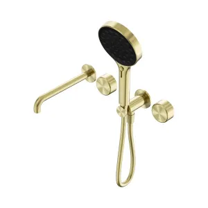 Serenity Progressive Shower System With Spout With Metal Handle And Serenity Hand Shower Brushed Gold by NERO, a Shower Heads & Mixers for sale on Style Sourcebook