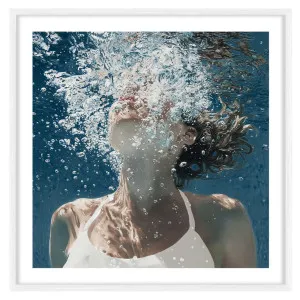 Blue Aqua Framed Print in 103 x 103cm White by OZ Design, a Prints for sale on Style Sourcebook