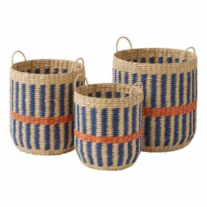 May Baskets Set of 3 in Blue / Rust by OZ Design, a Baskets & Boxes for sale on Style Sourcebook