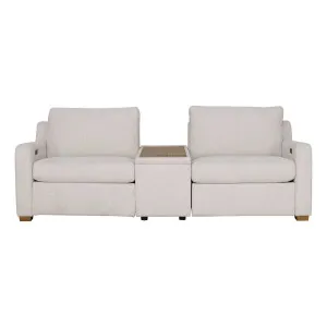 Angelo 2 Seater Recliner Sofa + Console in Paddington Marshmallow / Timber Top by OZ Design, a Sofas for sale on Style Sourcebook