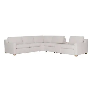 Angelo 5 Seater Modular Recliner Sofa + Console in Paddington Marshmallow / Timber Top by OZ Design, a Sofas for sale on Style Sourcebook