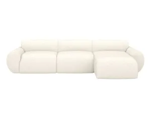 Malmo Boucle Ivory Chaise Sofa Right Facing - 3 Seater by James Lane, a Sofas for sale on Style Sourcebook
