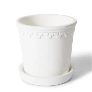 Sophia Pot w. Saucer White - 14cm by Elme Living, a Plant Holders for sale on Style Sourcebook