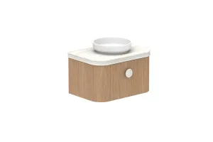 Surry 750 Wall Hung Centre Bowl, Wall Hung, Boston Oak, 60mm Curved Royale Benchtop Upgrade by ADP, a Vanities for sale on Style Sourcebook