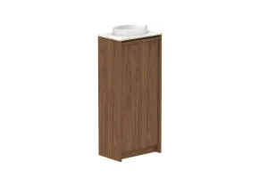 Eli Mini 400 Centre Bowl Vanity, Floor Mount, Florentine Walnut by ADP, a Vanities for sale on Style Sourcebook