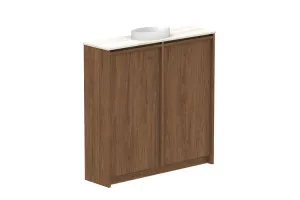 Eli Mini 900 Centre Bowl Vanity, Floor Mount, Florentine Walnut by ADP, a Vanities for sale on Style Sourcebook