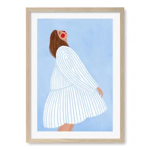 Joyful Woman Blue Stripes Wall Art Print by Bea Muller by Profile Australia, a Prints for sale on Style Sourcebook